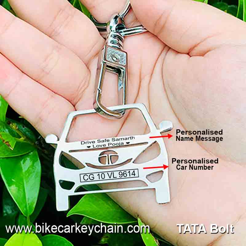 Tata Bolt Car Name Number Custom Keychain