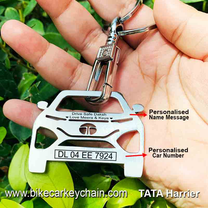 Tata Harrier Car Personalised Custom Name Number Keychain