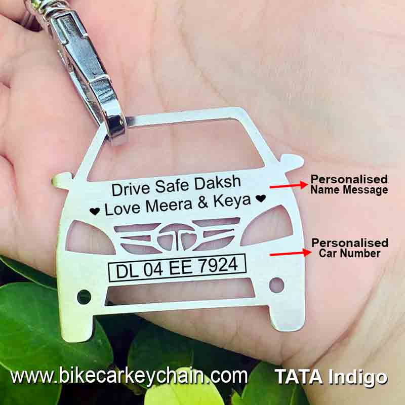 Tata Indigo Car Name Number Custom Keychain