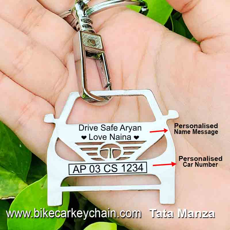 Tata Manza Car SUV Name Number Custom Keychain