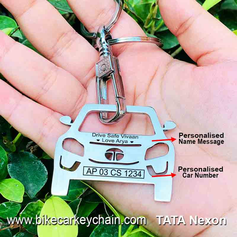 Tata Nexon Car SUV Name Number Custom Keychain