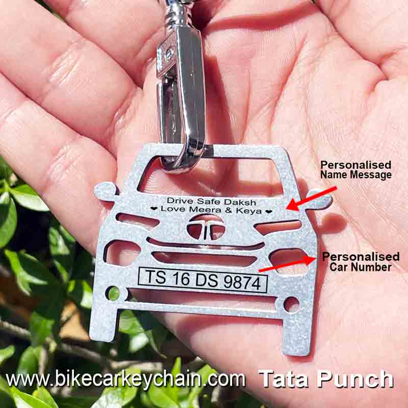 Tata Punch Car Name Number Custom Keychain