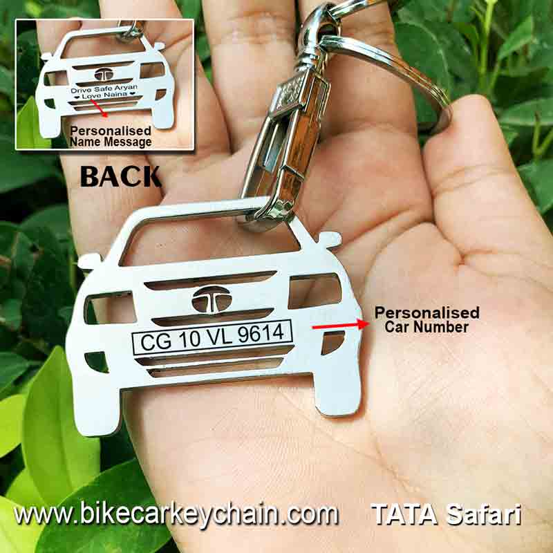 Tata Safari OldModel Car Name Number Custom Keychain