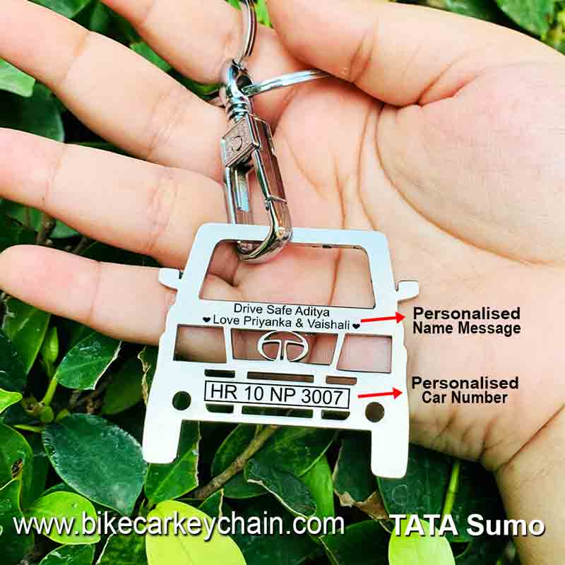 Tata Sumo Car SUV Name Number Custom Keychain