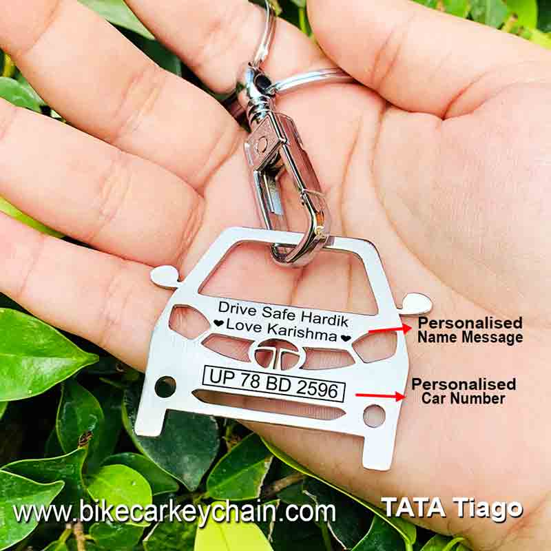 Tata Tiago Car Name Number Custom Keychain