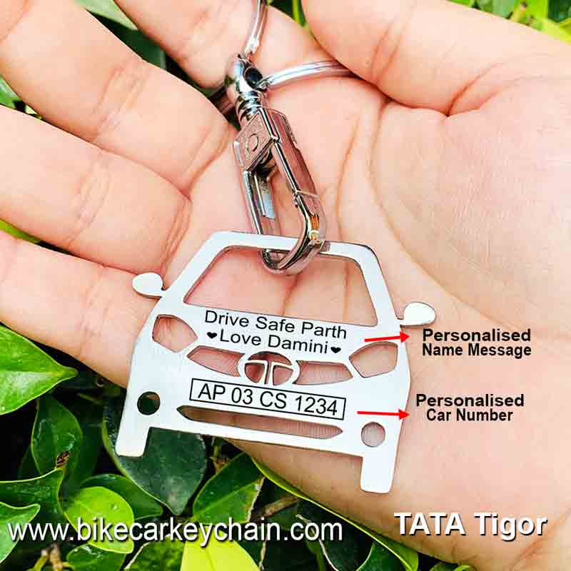 Tata Tigor Car Name Number Custom Keychain