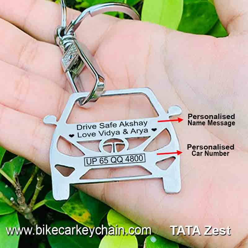 Tata Zest Car Name Number Custom Keychain