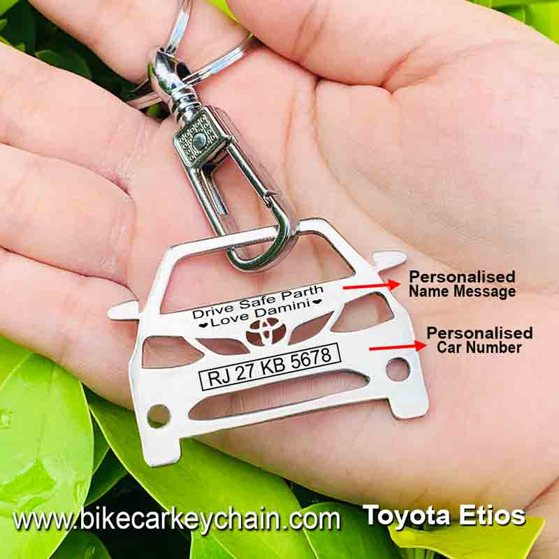 Toyota Etios Car Name Number Custom Keychain