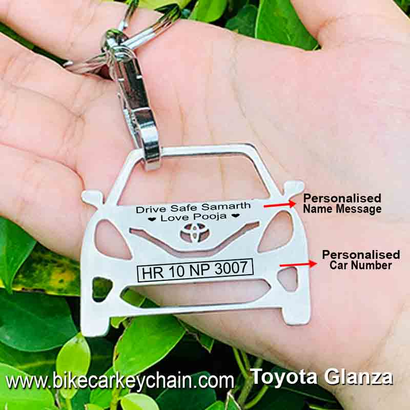 Toyota Glanza Car Name Number Custom Keychain