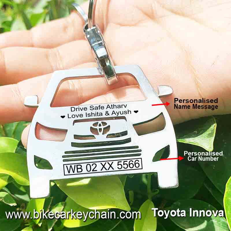 Toyota Innova Crysta Car SUV Name Number Custom Keychain