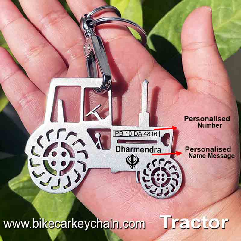 Tractor Bike Name Number Custom Keychain