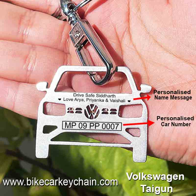 Volkswagen-Taigun Car Name Number Custom Keychain
