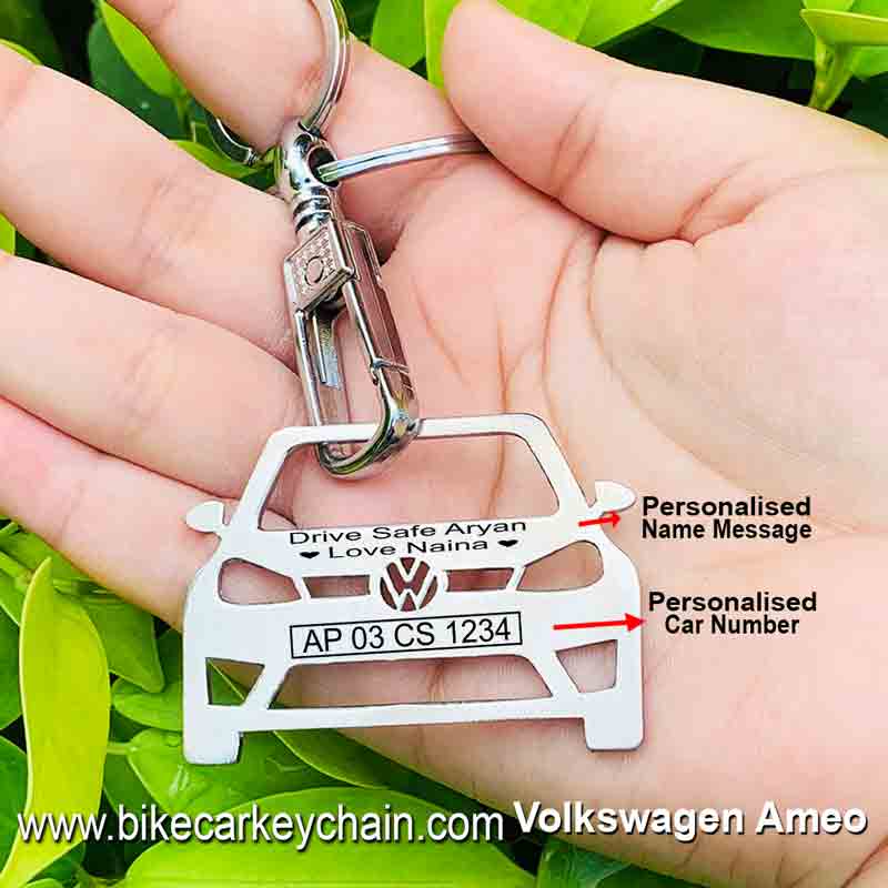 Volkswagen Ameo Car Name Number Custom Keychain