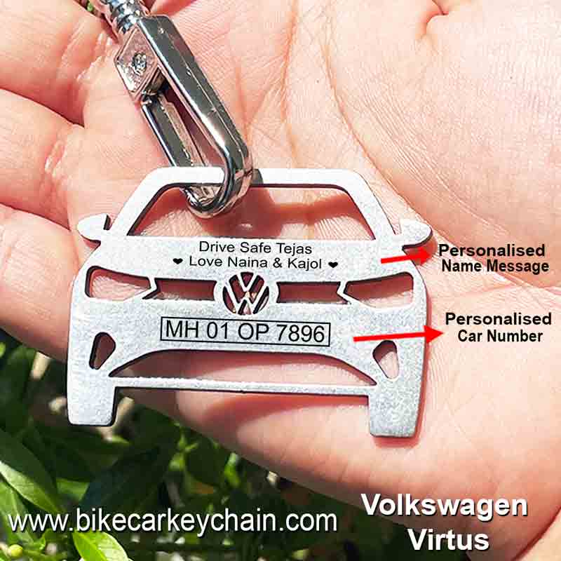 Volkswagen Virtus Car Name Number Custom Keychain