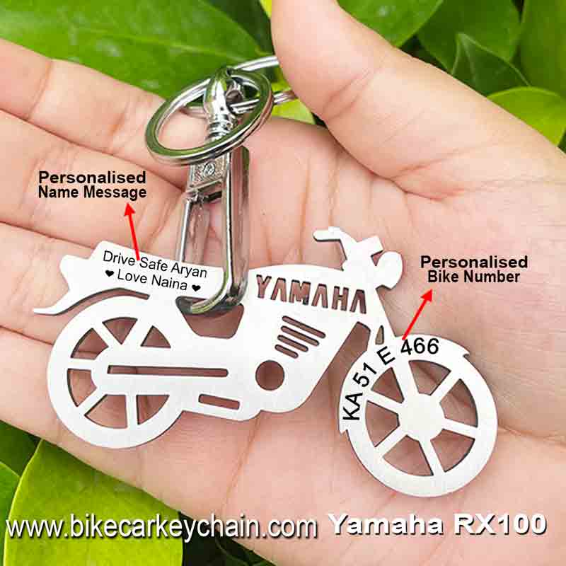 Yamaha RX100 Bike Name Number Keychain