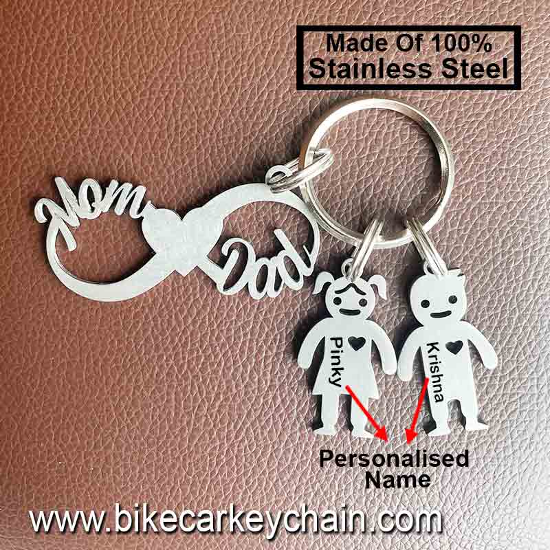 Infinity Mom Dad Son Daughter Car Keychain